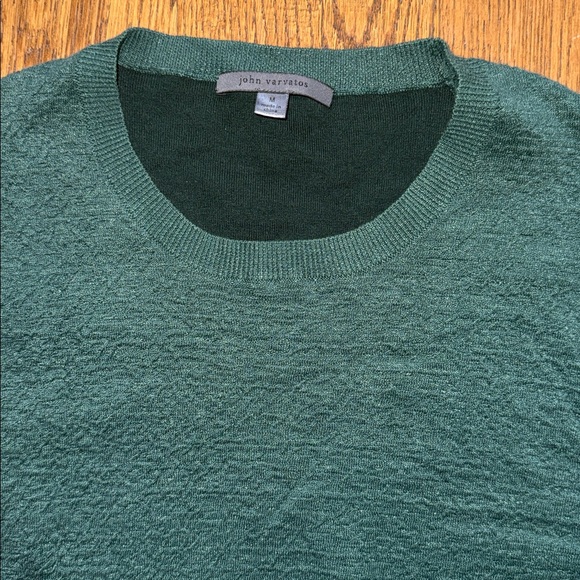 John Varvatos Collection Green Linen Crew Neck Sweater - Picture 6 of 14
